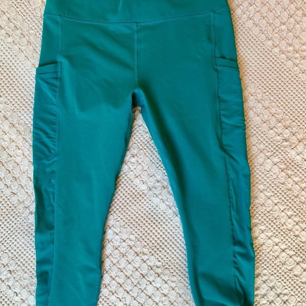 Fabletics Teal Leggings with Side Pockets